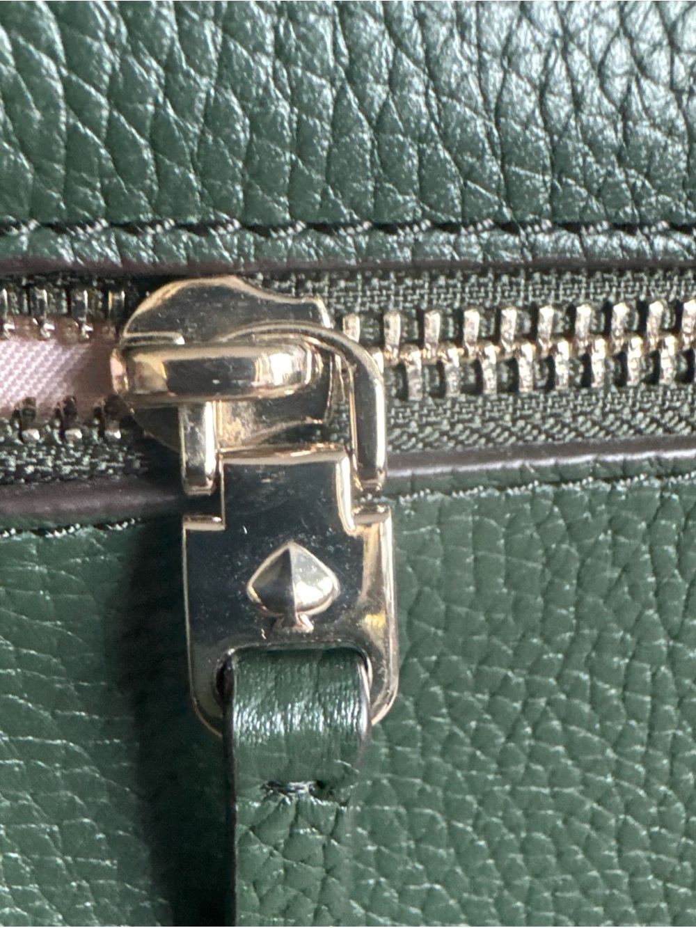 kate spade Forest Green Pebbled Leather Tote with Front Zip - Picture 3 of 5